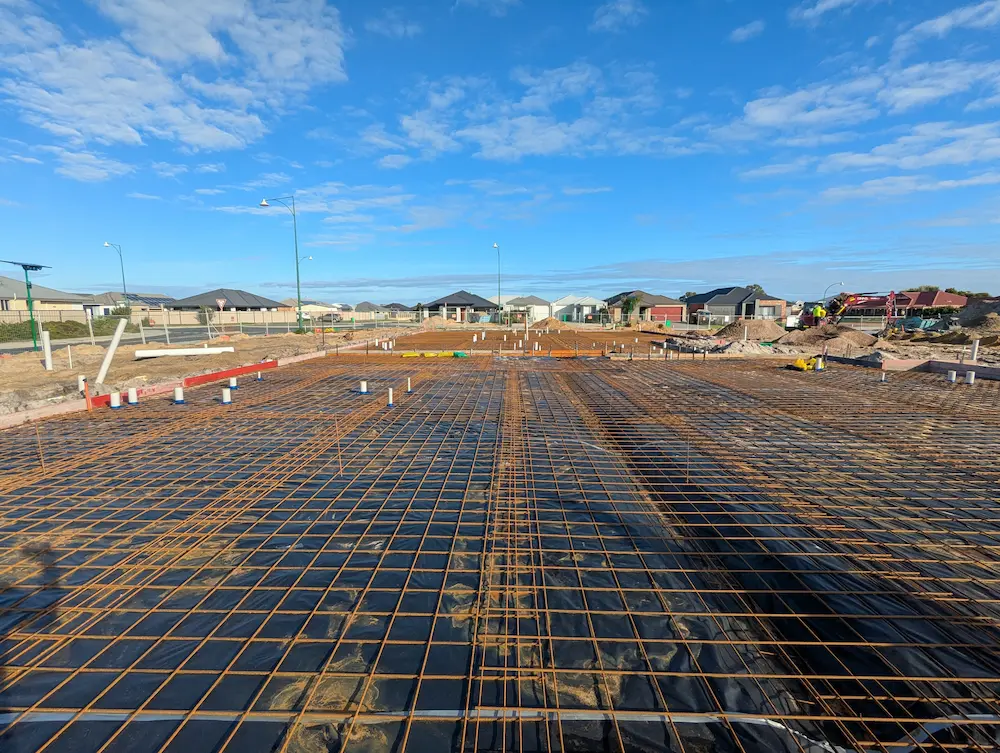 Slab preparation works on site for Nido Early School Australind, developed by Jarra